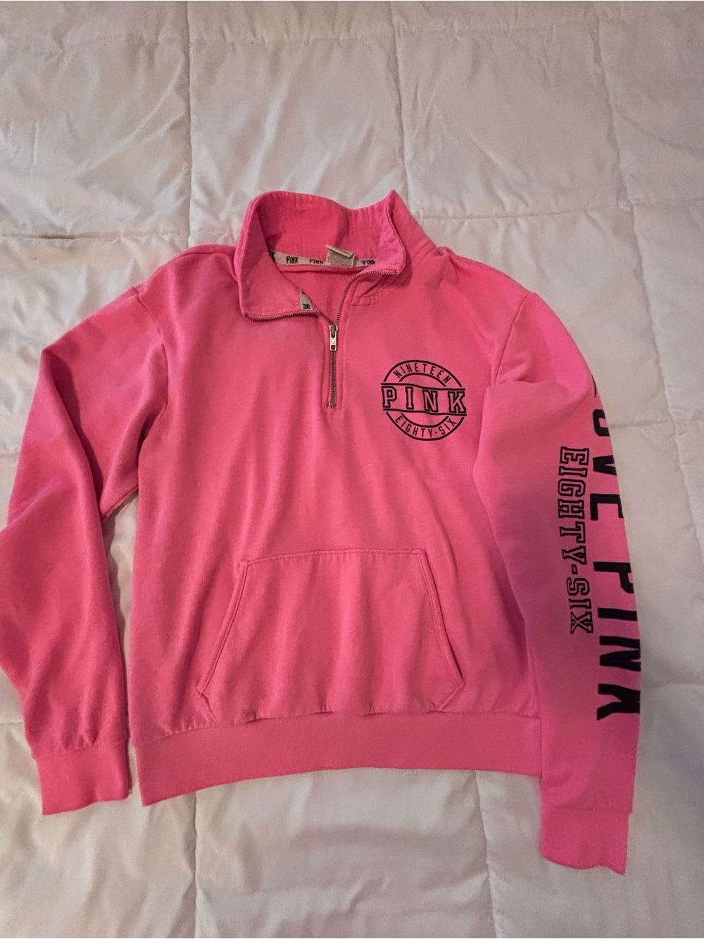 Victoria's Secret PINK Hot Pink Quarter-Zip Pullover